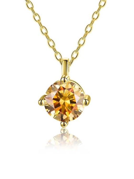 Golden Mosang Diamond [Gold] 925 Sterling Silver Moissanite Geometric Dainty Necklace